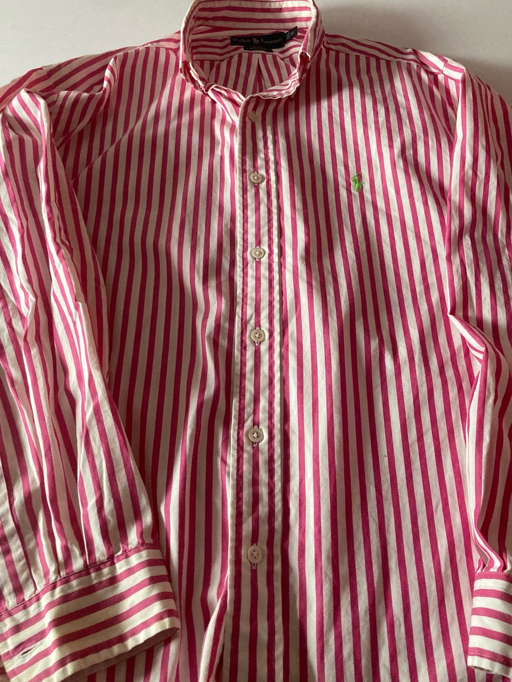 Ralph Lauren SZ M Red and White Striped Cotton Button-Down Shirt - Picture 6 of 9